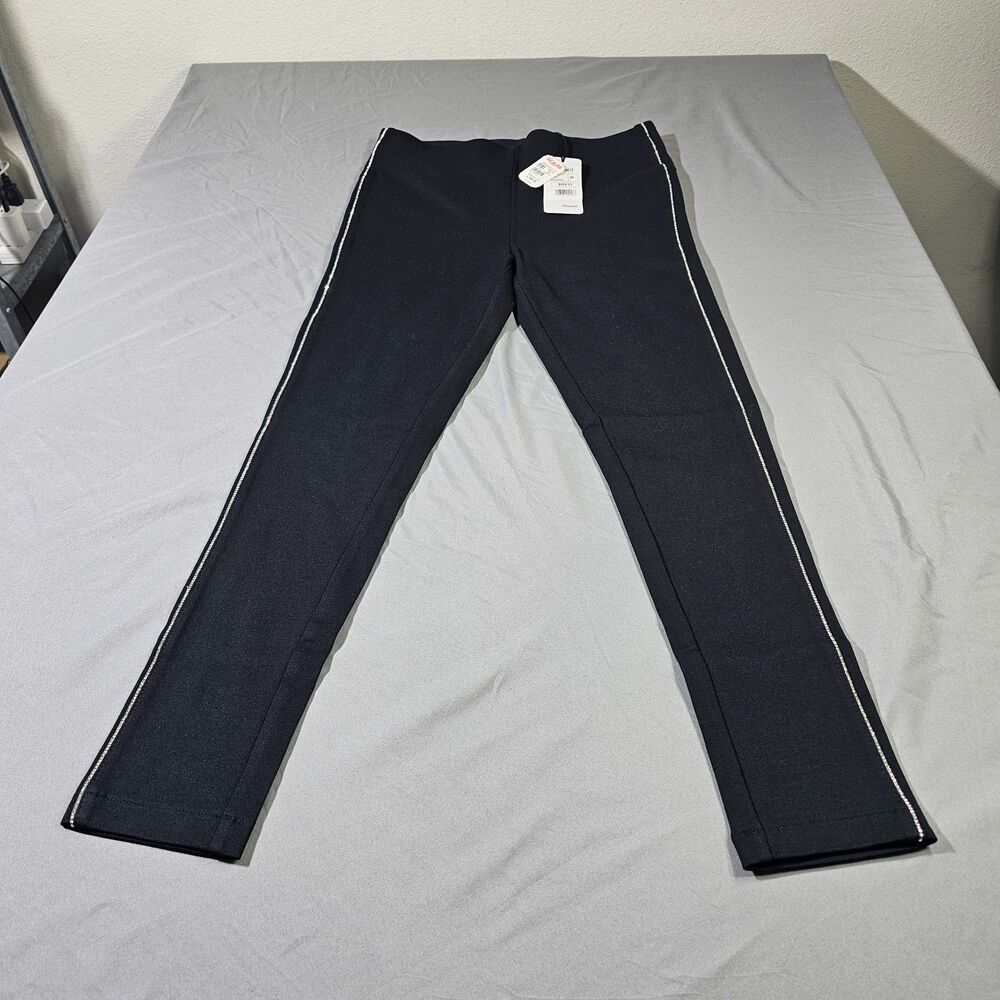 NWT Basel Black Rhinestone Tuxedo Stripe Leggings Women Size M Medium New